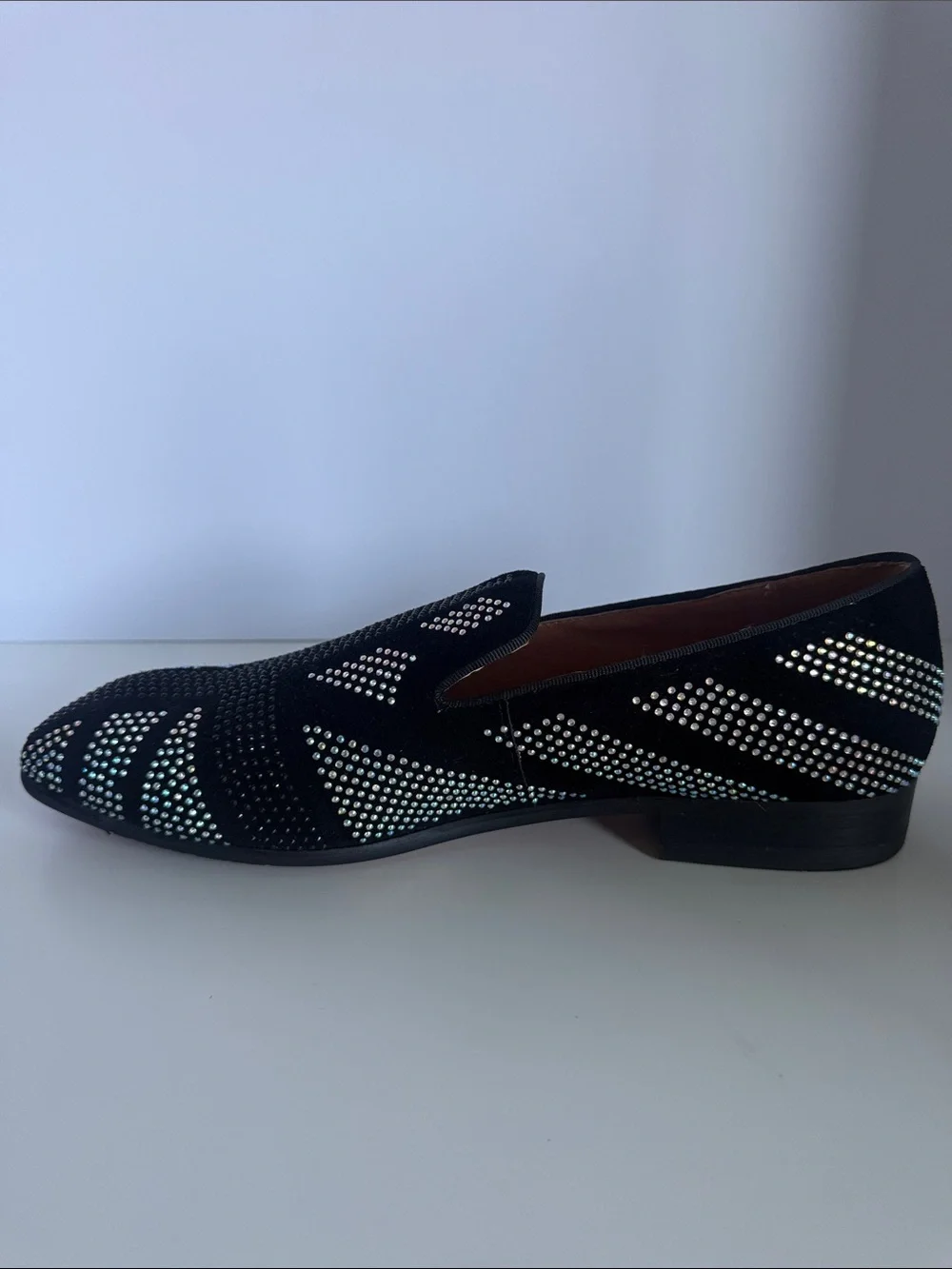ELANROMAN Men's Loafers Leather Rhinestone Wedding Party Dress Shoes EU 46